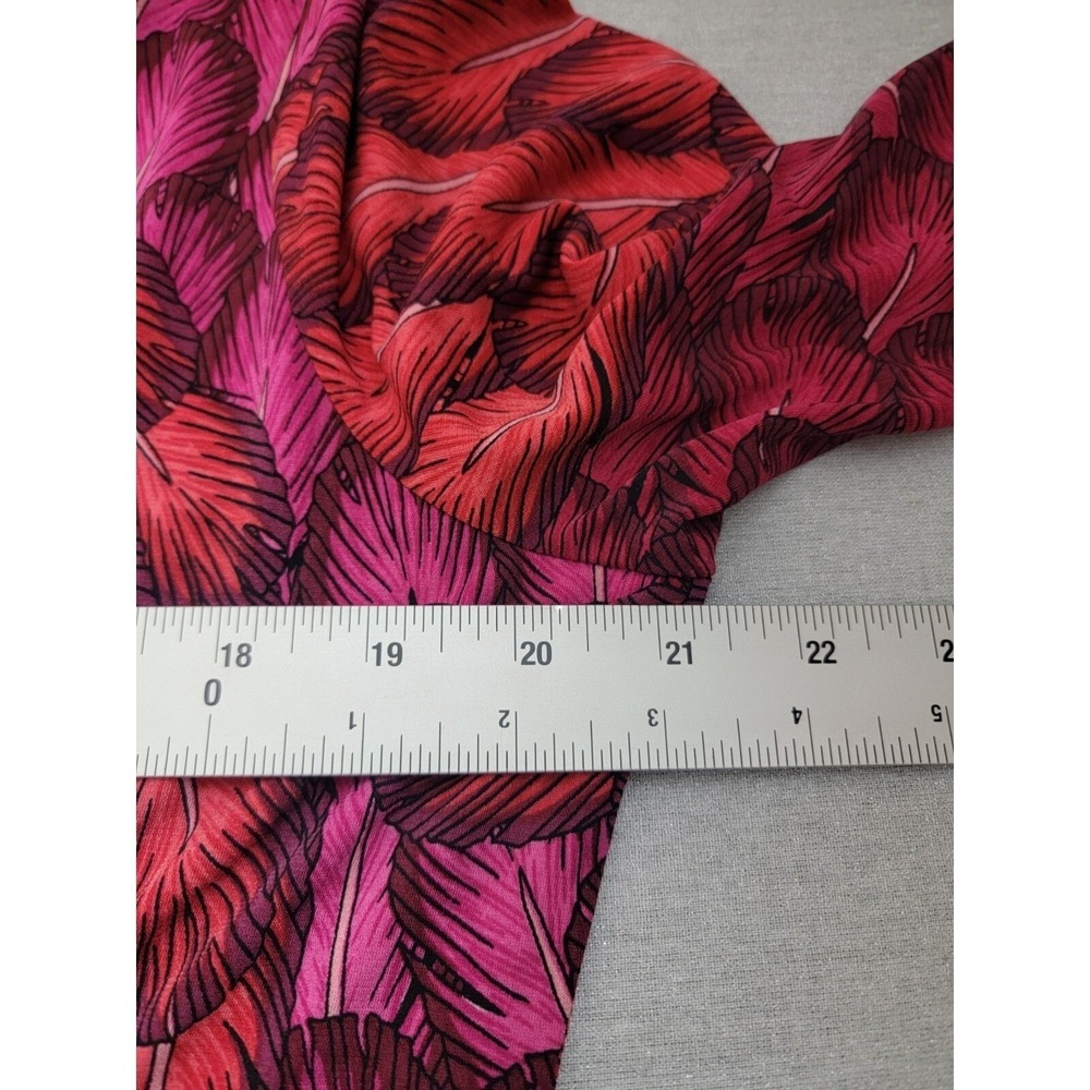 Gypsy Mara Hoffman Dress Womens Large Pink Red Feather Print Feminine Botanical - Picture 7 of 10